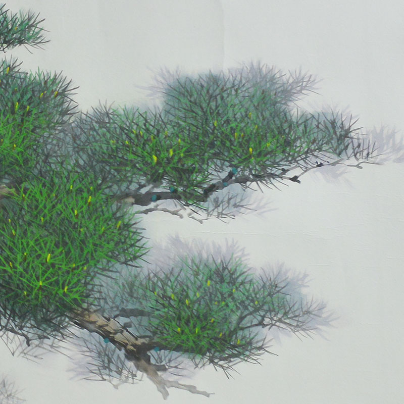 朝鲜功勋艺术家车炯三国画作品《松柏长青》