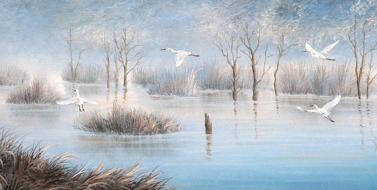 袁建东 《湖景野飞6》布面油画