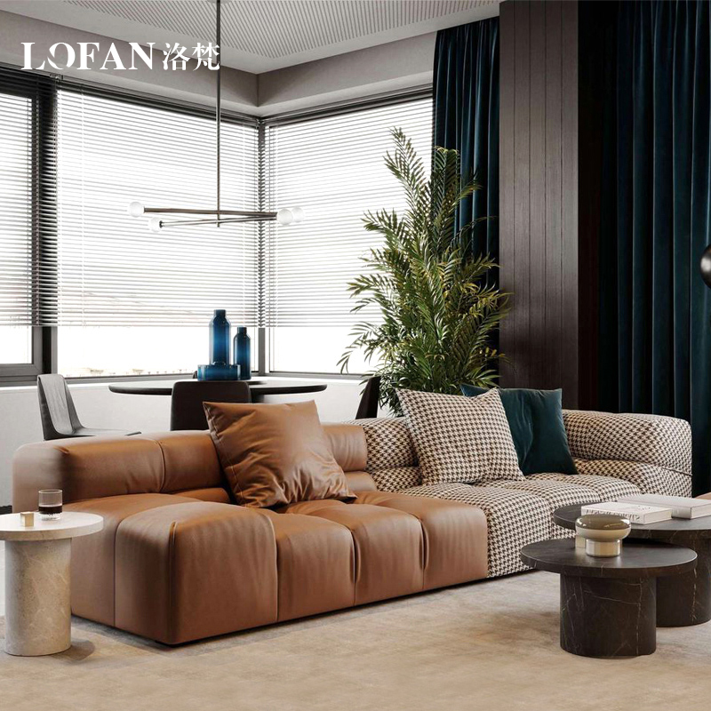 意式极简沙发轻奢客厅大小户型撞色模块现代简约沙发组合工业风