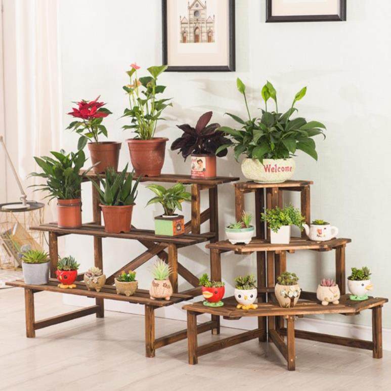 高低花架子阳台花盆架支杆落地式绿萝连体楼梯式高架多层架单个办