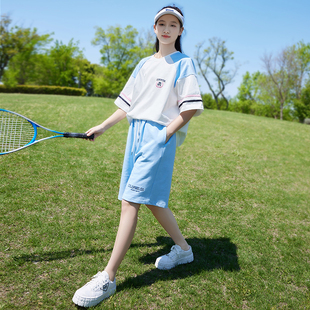 初中生夏装纯棉套装短袖T恤夏季新款少女中学生两件套15岁高中生