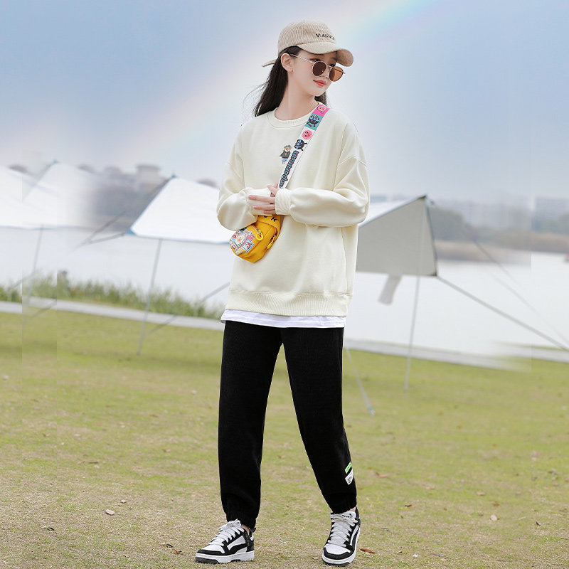 初中生春装女运动套装中学生少女春季运动装时尚两件套学院风休闲