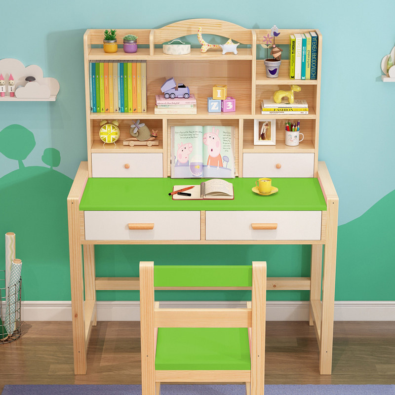 儿童学习桌书桌可升降实木写字桌椅套装小学生家用简约课桌作业桌