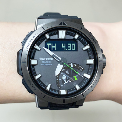 卡西欧实体光能电波登山表男潮汐运动防水prw-70y-17000fc 日韩腕表