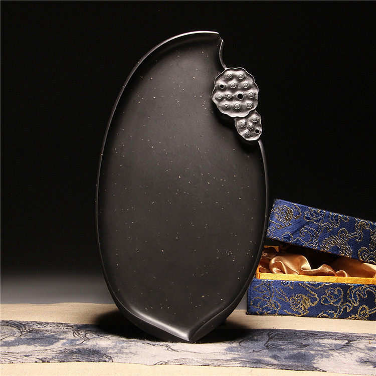 老坑歙砚砚台莲精品老坑金星原石藏品墨海兼端砚送礼收藏