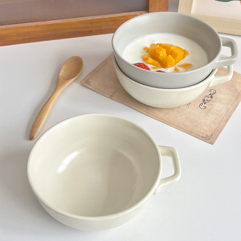 叶子家单耳5寸酸奶碗ins甜品水果碗陶瓷燕窝小碗家用早餐碗米饭碗