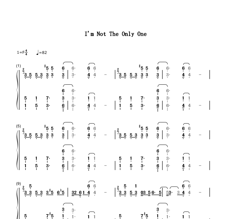 页6 高清 双手简谱 钢琴谱 smith one-sam only the not m " i