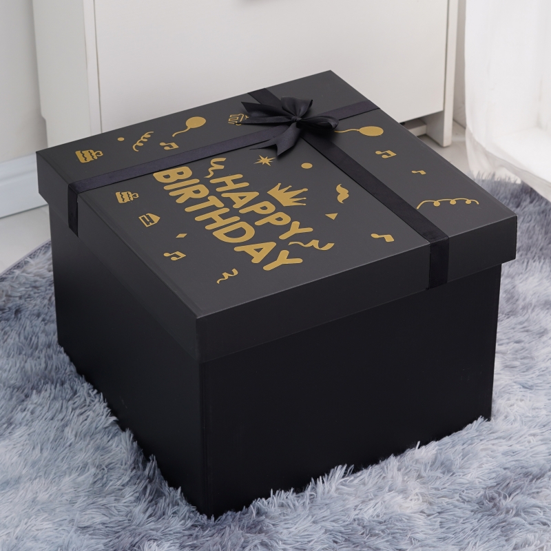 超大号黑色礼物盒子男生款生日礼物包
