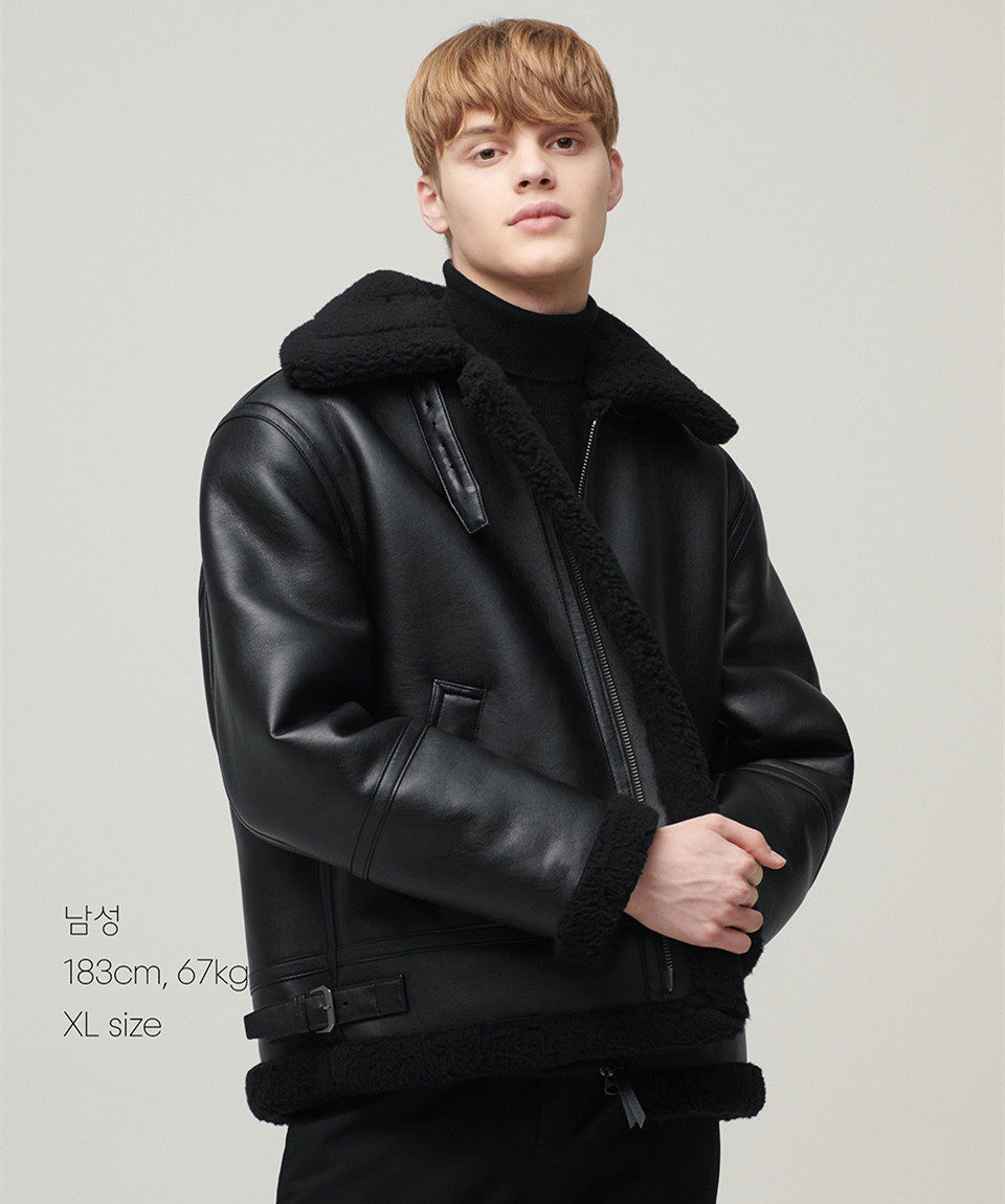 外贸出口pu仿皮毛一体b3空军皮夹克