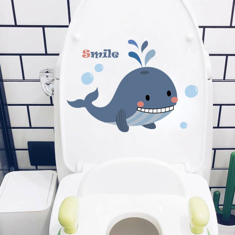 创意卡通鲸鱼马桶盖贴纸自粘防水搞笑坐便贴卫生间厕所装饰品贴画