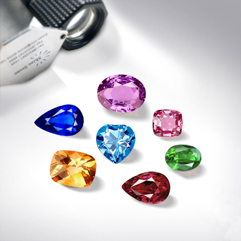 天然彩宝原石莫桑比克鸽血红宝石裸石蓝宝石镶嵌无烧祖母绿定制