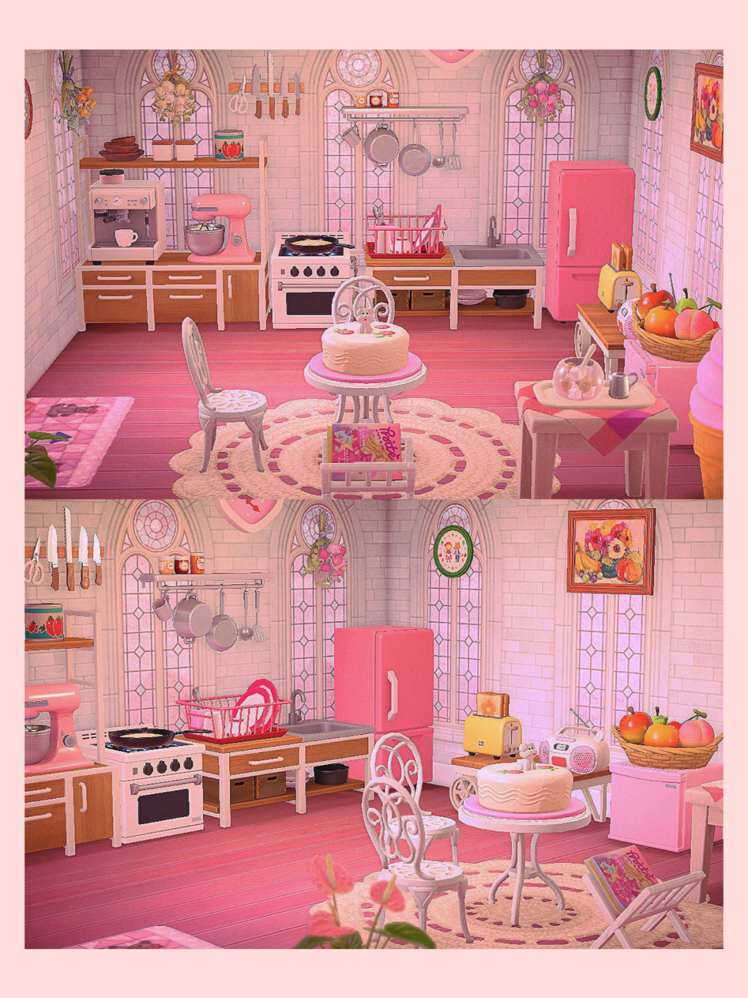 167动森动物之森岛屿设计室内家具套装粉色系少女厨房动物森友会