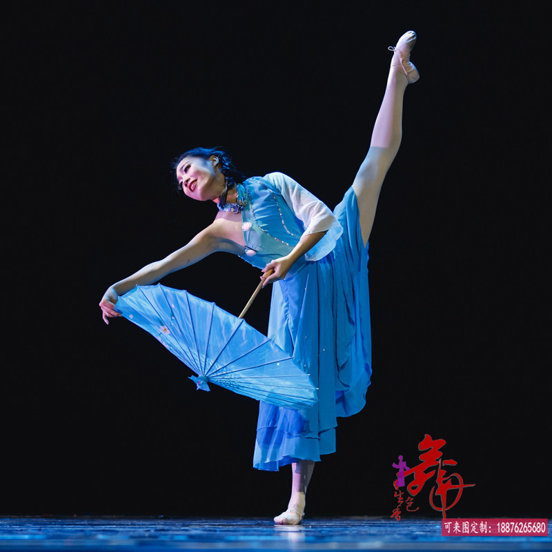 古典舞蹈演出服女桃李杯碧雨幽兰同款剧目服装飘逸伞舞艺考服定制