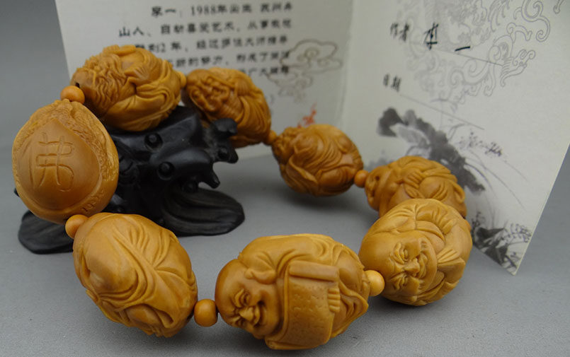 核雕名家李一作品《七星罗汉》,2.1,神韵具佳