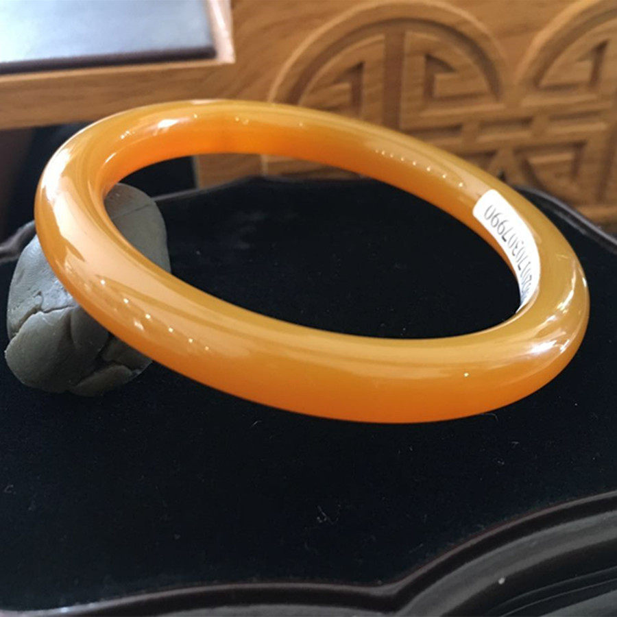 玉珍阁珍品收藏级 黄龙玉a货 手镯 缅甸料手镯 56圈口 鸡油黄