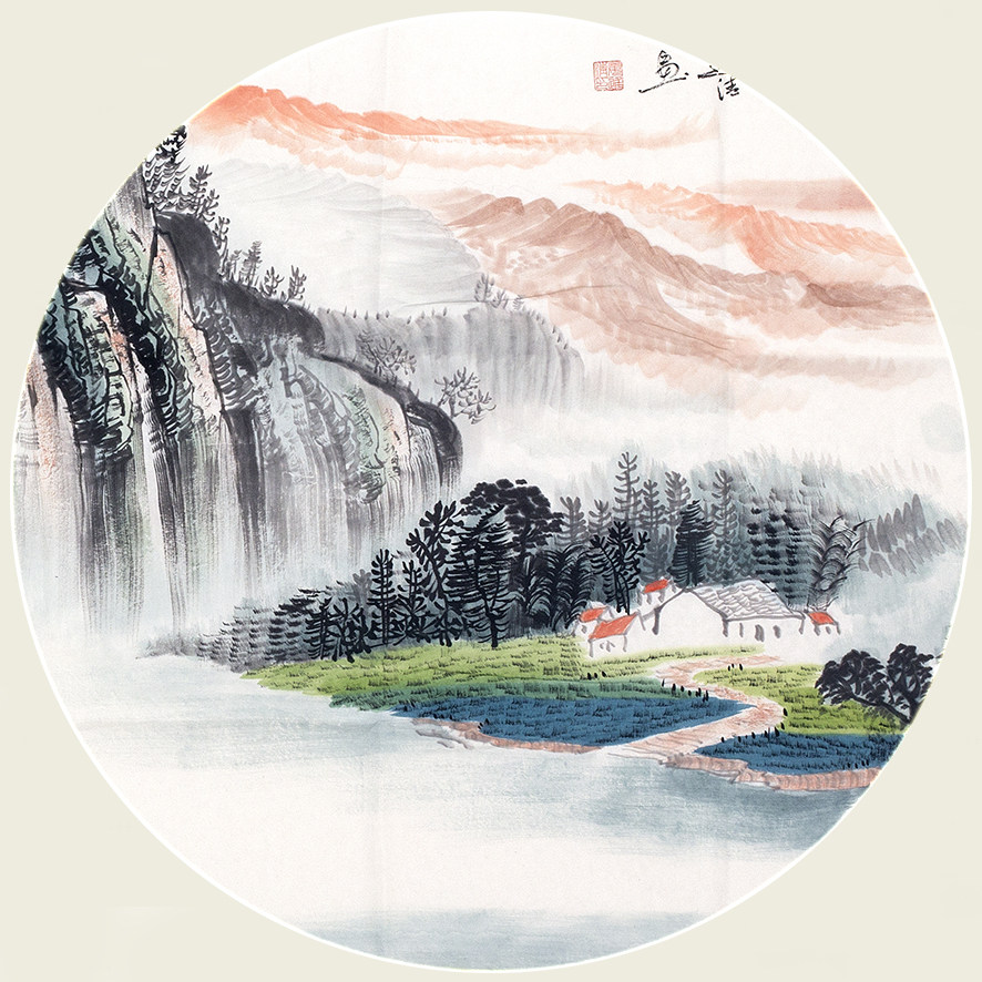 姜进清《旭日东升》著名山水画家 1.8米巨幅