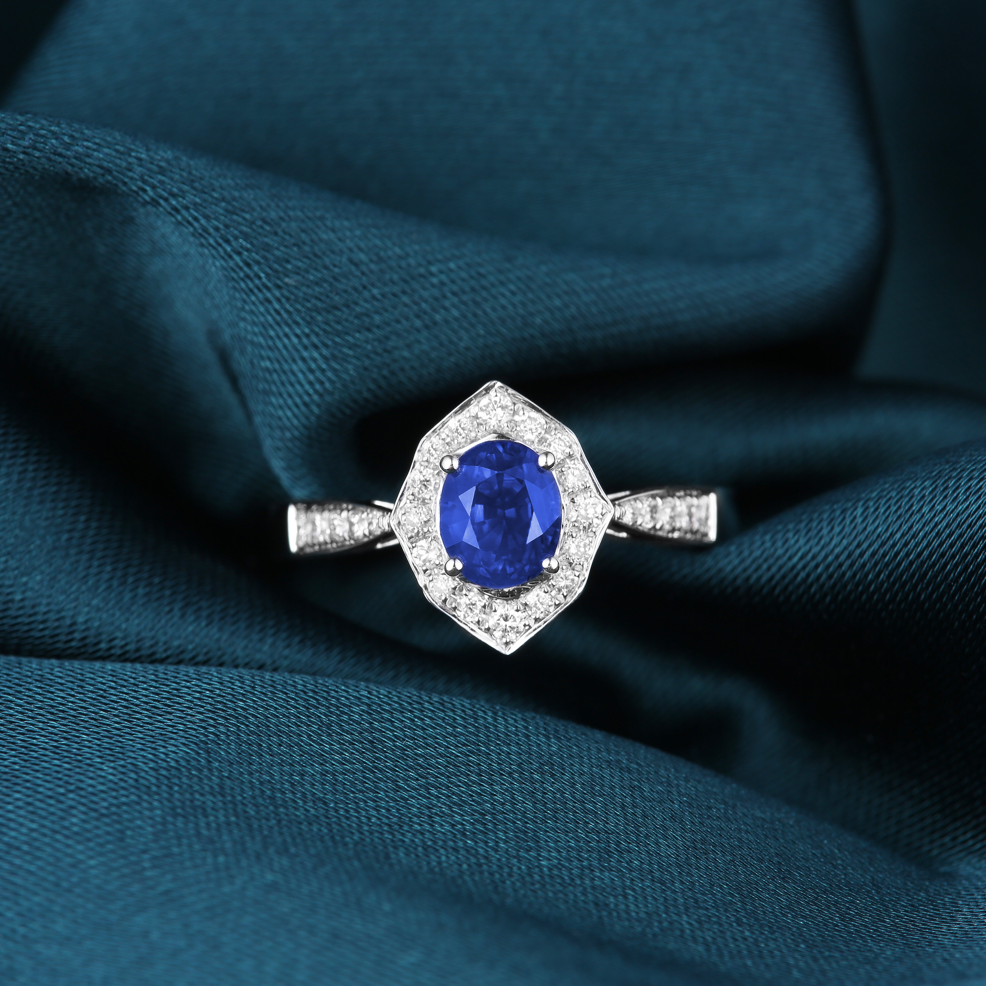 dechuang18k金蓝宝石戒指皇家蓝高级定制彩宝时尚设计首饰珠宝