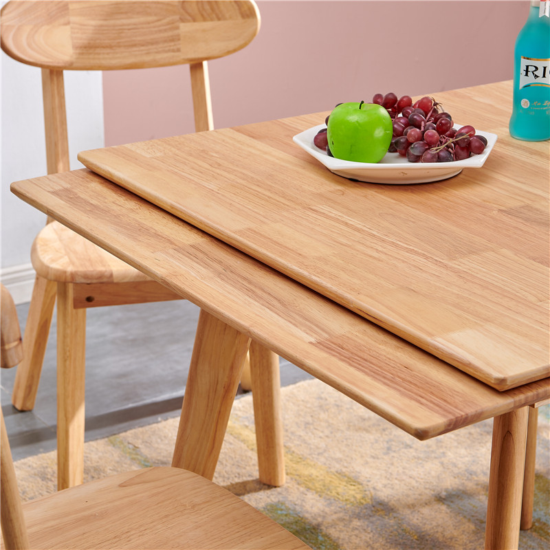 折叠餐桌抽拉伸缩小户型家用可变形收缩拉伸饭桌子实木人北欧风格