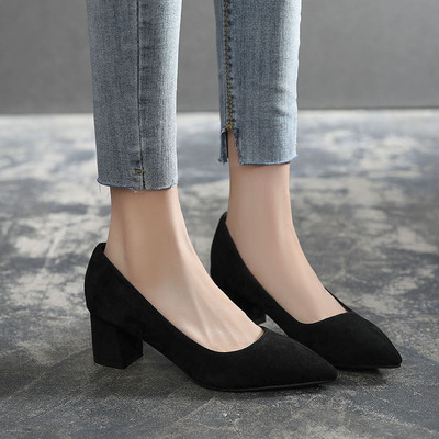 高跟鞋女粗跟黑色职业淘宝优惠券