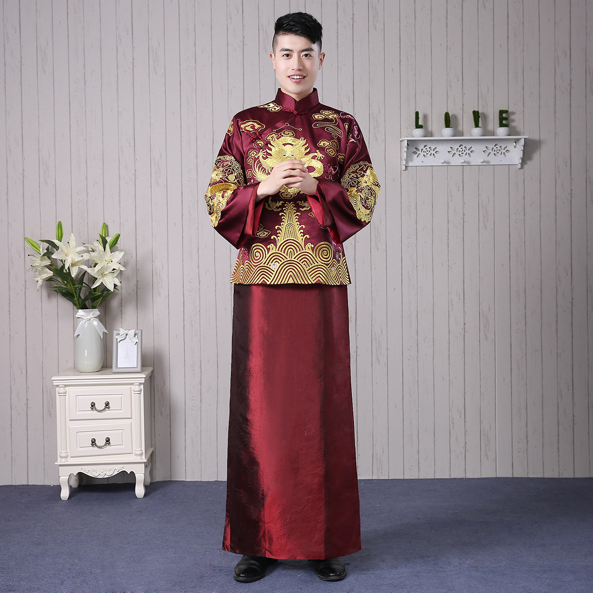 新郎秀禾服男士龙凤褂中式结婚礼服敬酒绣和服春秋新款古唐装嫁衣