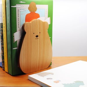 实木黑胡桃木小熊书立桌面书架书挡书靠书夹卡通ins书档桌上收纳