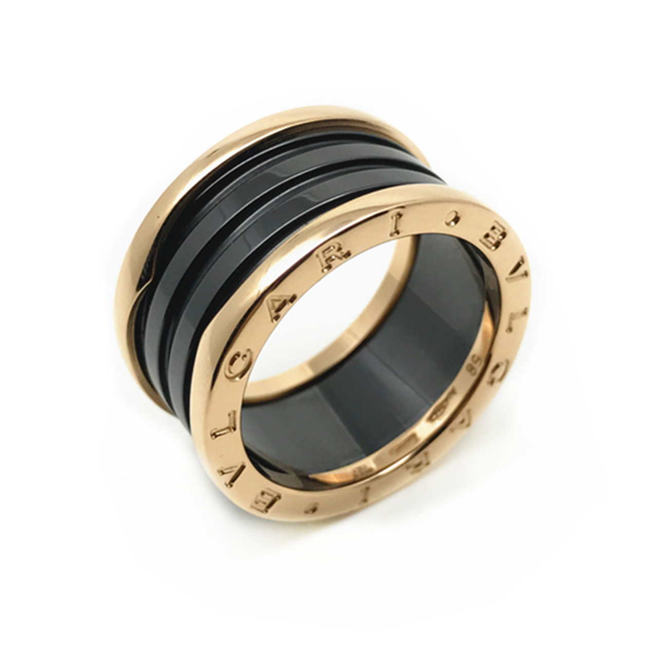 5新]宝格丽bvlgari中性b.zero1系列18k金镶嵌黑陶瓷戒指58号