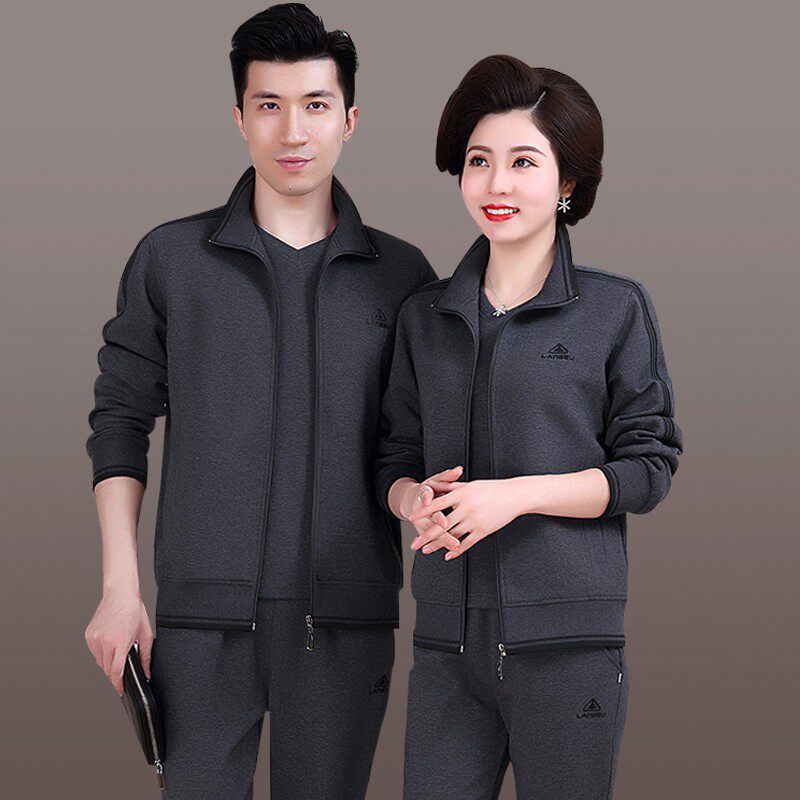 李宁官方中老年运动套装男女春秋大码休闲情侣中老年运动服装男爸