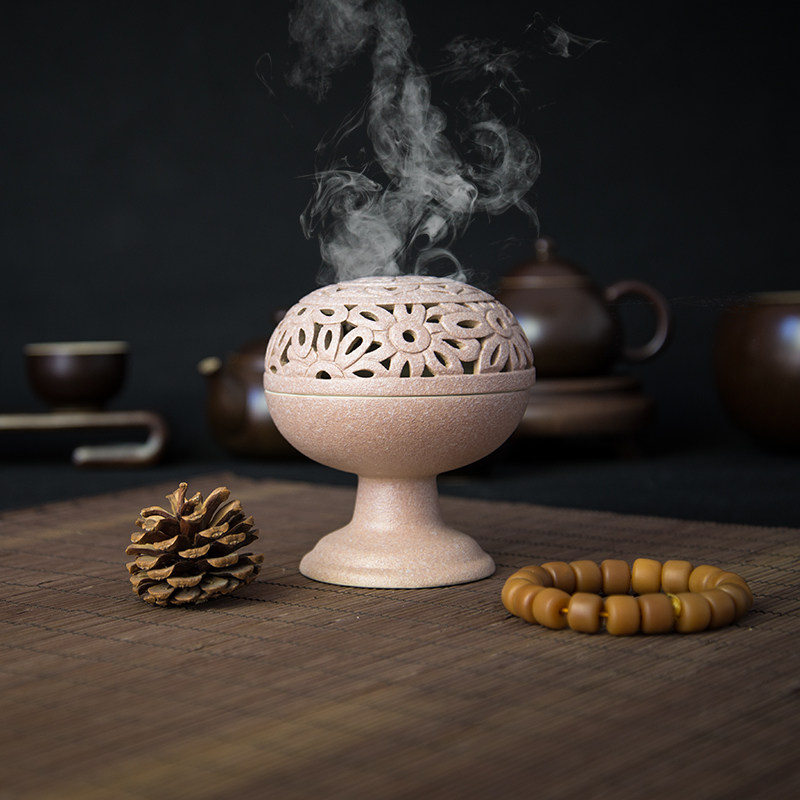 五福葫芦倒流香炉黑檀木质禅意家用室内净化空气观赏薰炉家居摆件