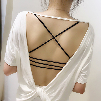 实拍夏装韩版百搭小吊带后背三根带交叉美背内搭女士内衣文胸