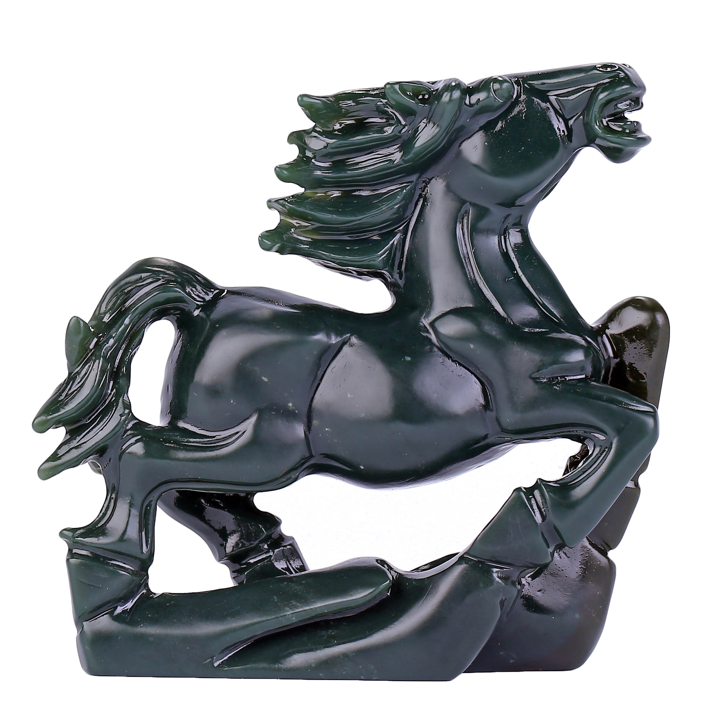 和田玉青玉马到功成摆件292.56g