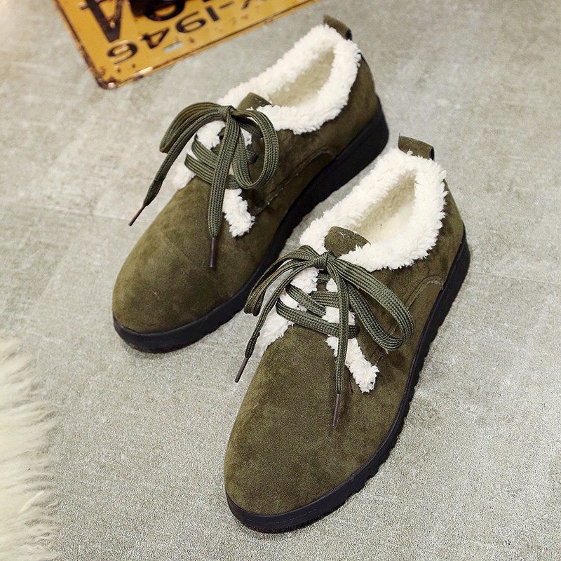 2017秋鼕季新款女單鞋百搭繫帶低跟棉鞋英倫低幫鞋加絨學生休閑鞋