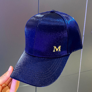 韩国新款m标字母棒球帽女夏百搭简约防晒学生鸭舌帽小众丝光帽子