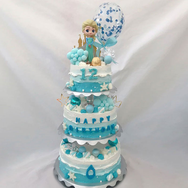 塑胶仿真生日蛋糕模型2022新款三层儿童卡通公主仿真水果