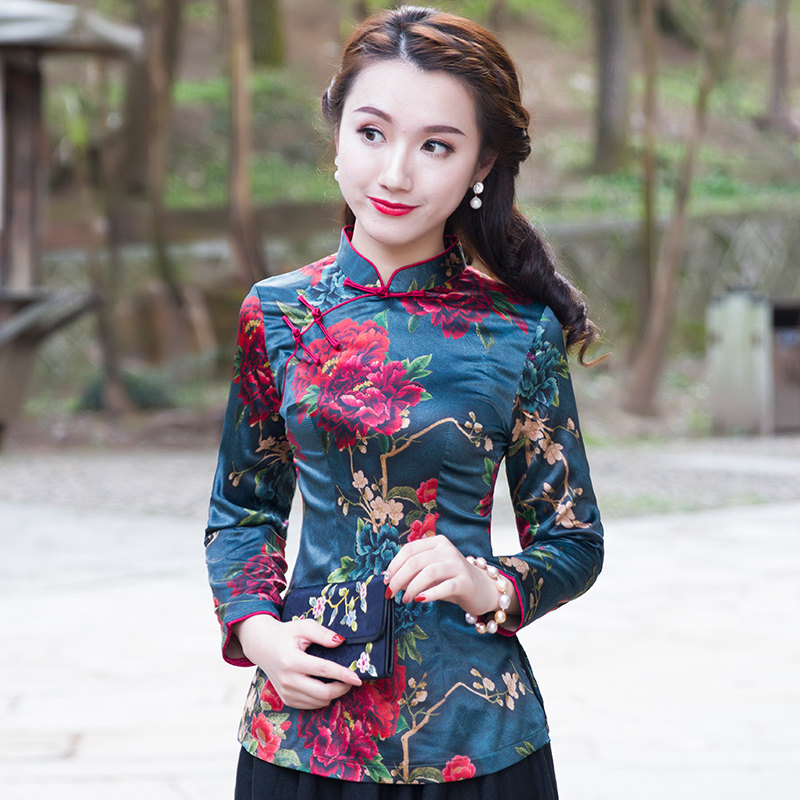 新式旗袍上衣改良版女时尚高档唐装中国风女装复古唐装上衣女春秋