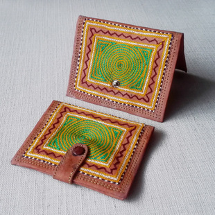 蕭邦斜肩包 拉賈斯坦邦印度特色手工皮包民族風橫款刺繡螺旋紋錢包卡包零錢包 蕭邦