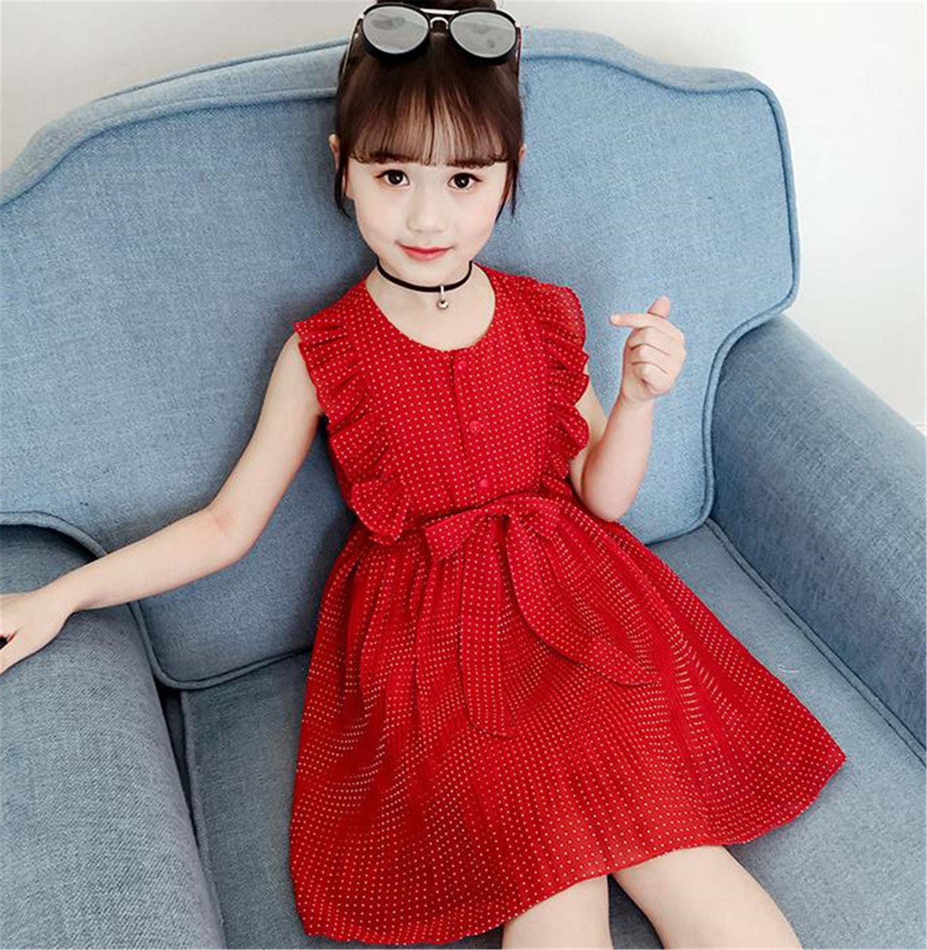 儿童连衣裙女童夏装洋气7小女孩裙子8儿童夏季露肩连衣裙女10岁潮