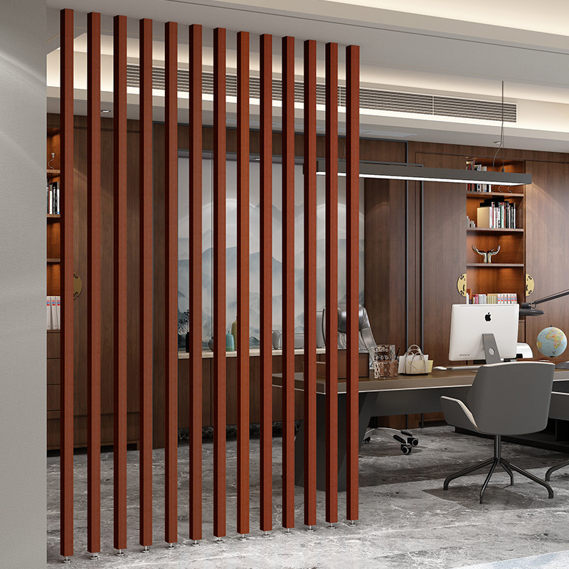 新中式屏风隔断立柱实木背景隔断墙办公室公司前台遮挡装饰柱玄关