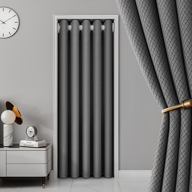 门帘家用免打孔隔断帘卧室空调挡风帘子厨房防油烟遮挡帘高级感