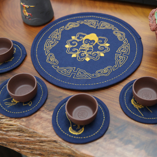 创意刺绣手工自绣diy茶垫初学材料包自制作 立体杯垫中式禅意茶席