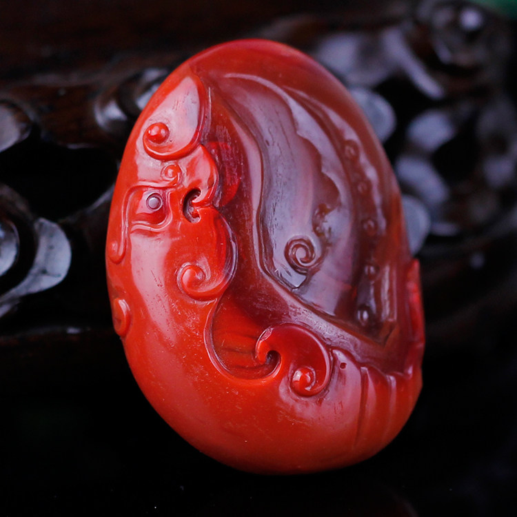 26.65g 顶级天然南红玛瑙步步高升挂件 【柿子红】