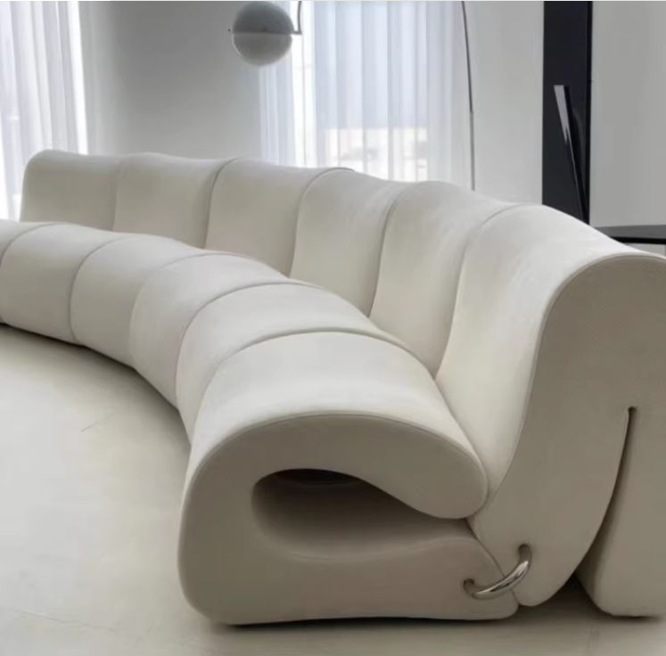 意式极简水波沙发设计师个性创意酒店客厅洽淡室弧形法式镂空沙发