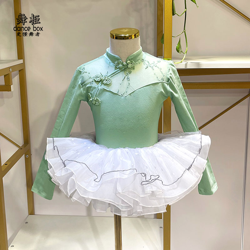 秋冬季儿童舞蹈服长袖女童中国舞练功服加厚少儿形体服芭蕾舞服