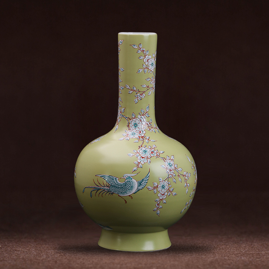 仿康熙粉彩花鸟天球 景德镇高级陶瓷美术师