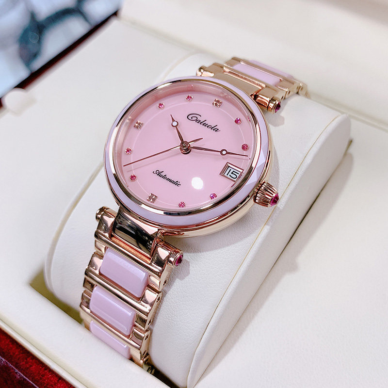 卡罗莱女士手表品牌正品气质手表女2021新款陶瓷女表机械表时尚潮