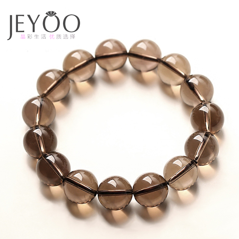 新品jeyoo/晶优茶水晶手链墨晶烟晶佛珠手串男女款茶