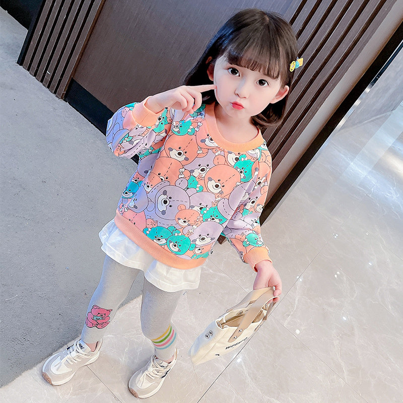 女宝宝两件套衣服儿童洋气秋季1一6岁女童装小女孩运动套装春秋款