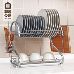 朝暮之家厨房置物架2层厨具餐具碗筷砧板沥水收纳架厨房用品 碗架