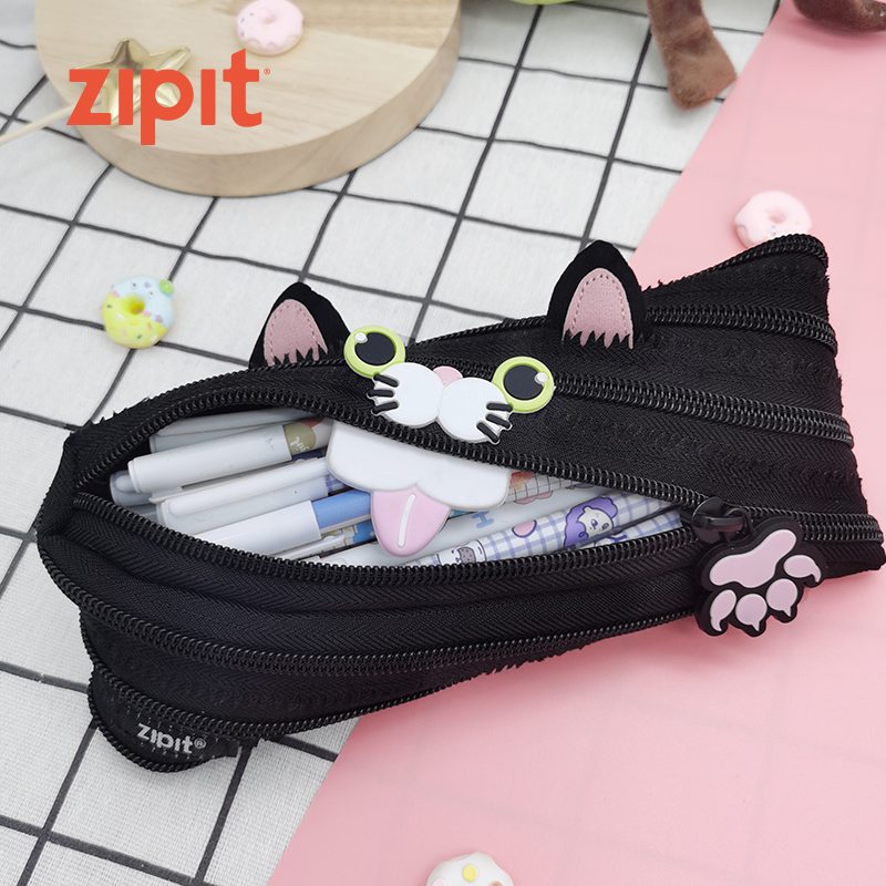 Zipit笔袋 机灵猫可爱铅笔袋女生小清新喵文具盒怪兽拉链袋