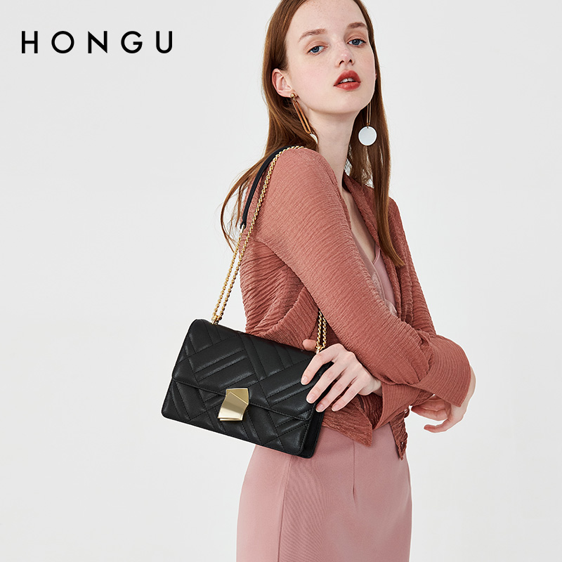 HONGU/ Red Valley 2021 new pattern Female bag chain Square bag Simplicity grace The single shoulder bag fashion Inclined shoulder bagin the Leather/Lady bags/Men's bag, 女士包袋新, 小方包 category - from Buy2taobao.com to provide professional Taobao agent buy service