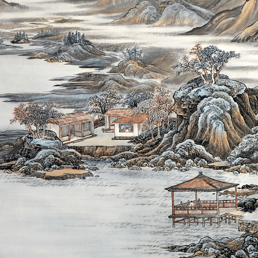 美院教授 蒋继平国画工笔山水《蓬莱仙境》
